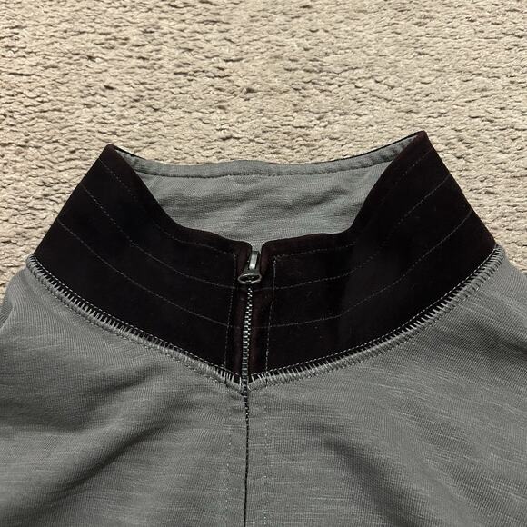 BILLY REID Zip Front Track Jacket Taupe W Brown Suede Collar And Trim Sz L - Picture 7 of 8